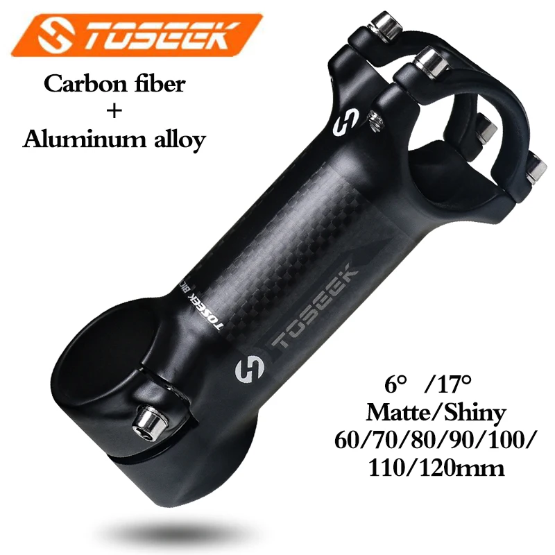 Bicycle Stem TOSEEK Bicycle Handlebar Stem Carbon Aluminum Road MTB Bike Stem Ultralight 31.8 MTB Power 6/17degree Bike Table Cycling Part