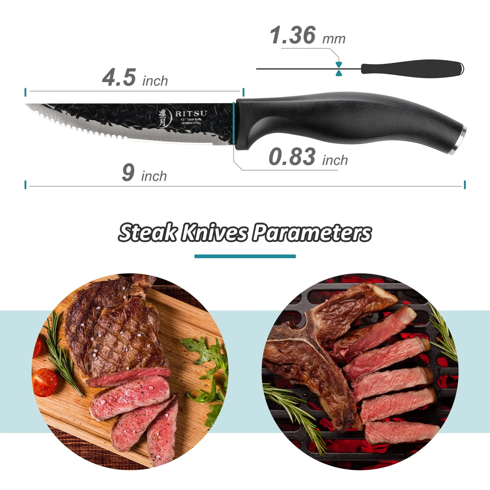 4.5 Steak Knives Set of 6, Premium German Steel Steak Knives with Non-stick  Coating, Ultra Sharp Serrated Steak Knife US - AliExpress