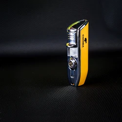 Cohiba-Creative Inflável Windproof Metal Isqueiro, Três Chama Azul Direta, Acessórios para charutos Multifuncionais, Caixa de presente, Novo, 2023