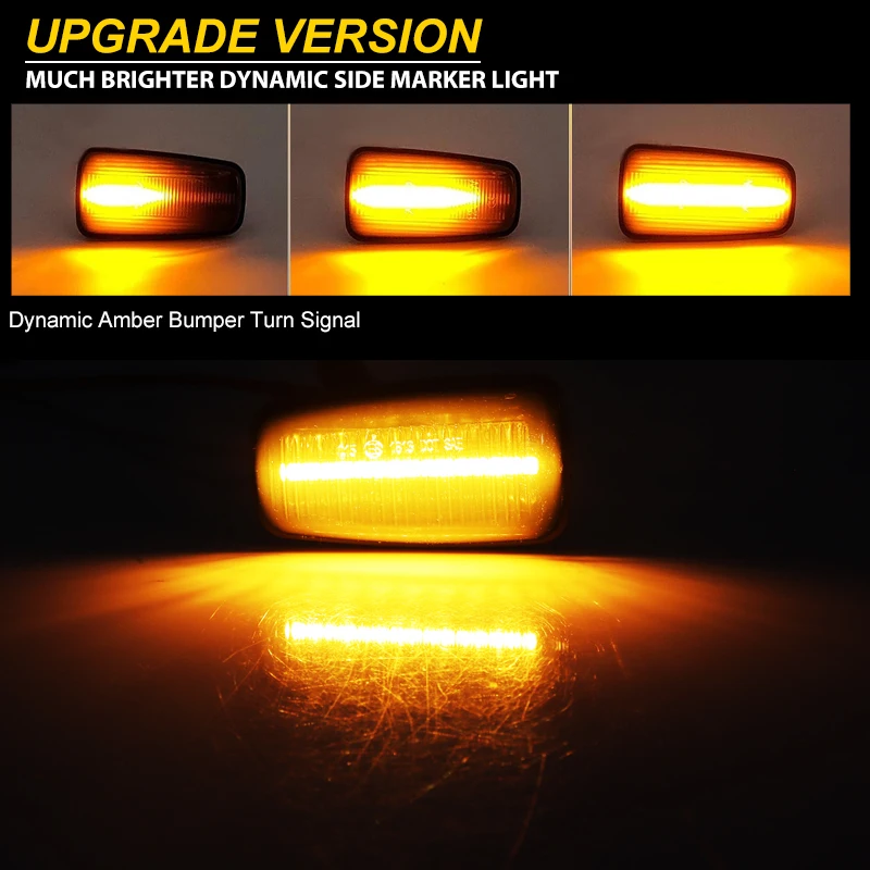 2Pcs Dynamic Side Marker Light Turn Signal Lamp LED Flashing For Peugeot 306 106
