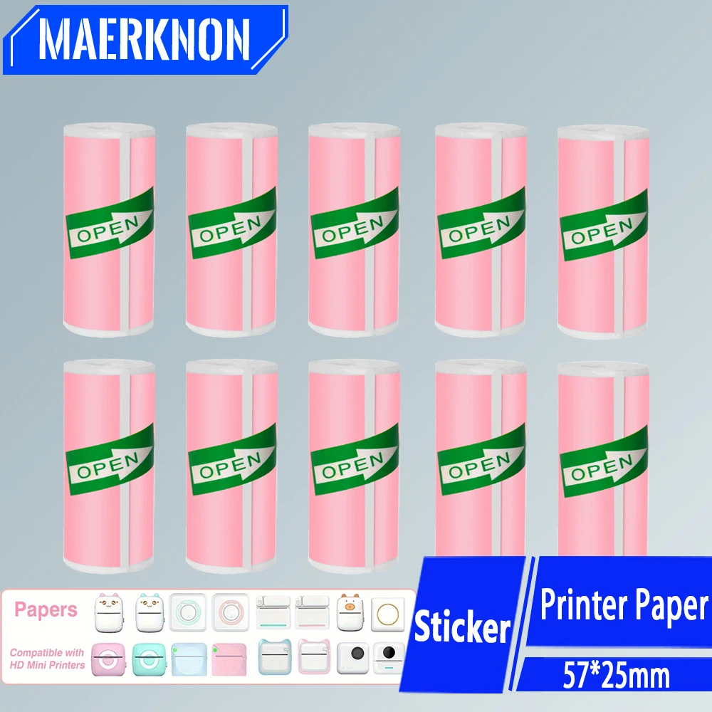 Thermal Paper HD Mini Printer Color Self-adhesive Rolls Paper 57mm Label Sticker Kid Camera Picture Photo Instant Printing Paper