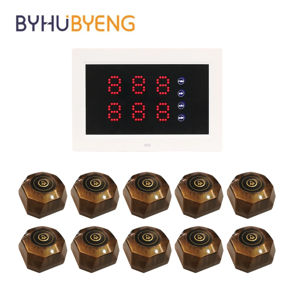 

Беспроводная система вызова BYHUBYENG, система пейджера для ресторанов, система для ухода, пейджер для пищевых грузовиков, центр питания для ресторанов, больниц