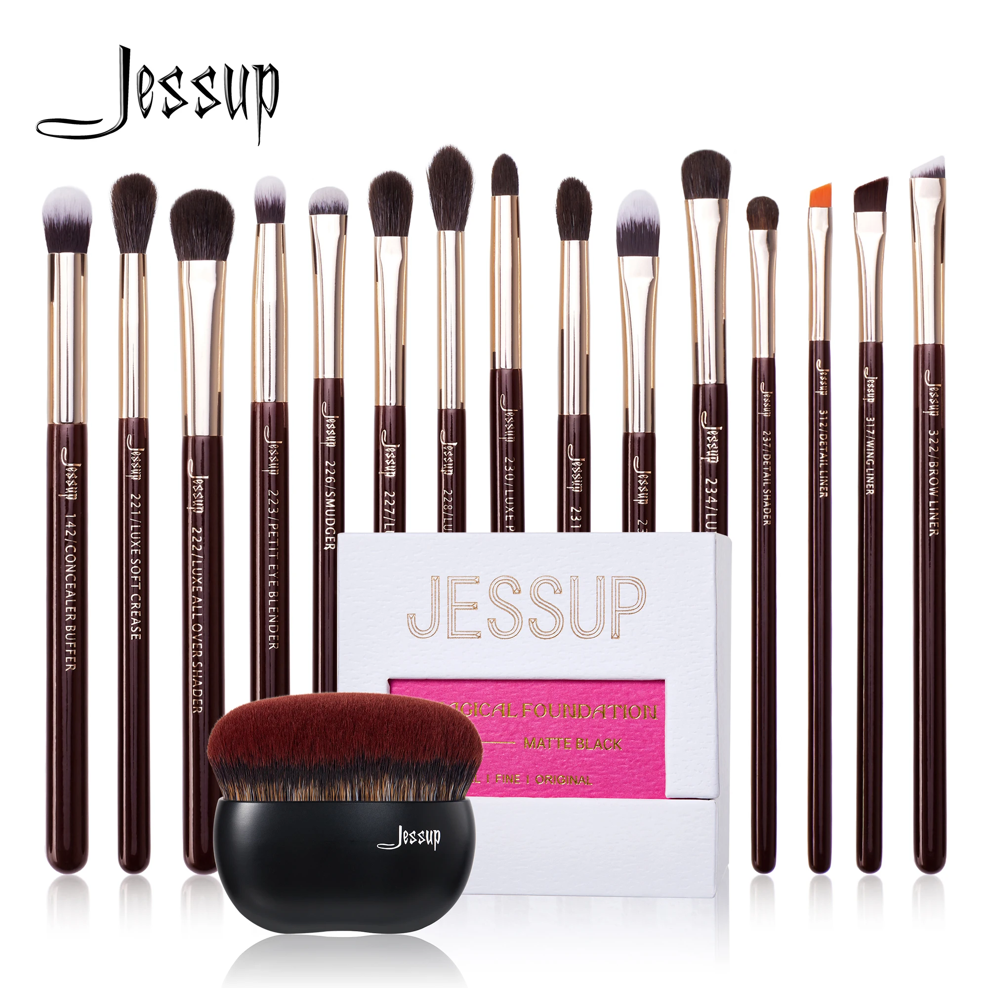 Jessup Eye Brushes Set 15pcs Makeup brush Natural Synthetic Eyeshadow Brush Eyeliner Blending Eyebrow Concealer T284 makeup brush set makeup brush