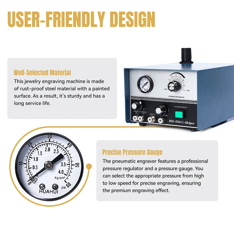 KATWAY Single-Head Jewelry Pneumatic Engraving Machine Metal Processing Graver Tool Hand Stone Setting HH-E04