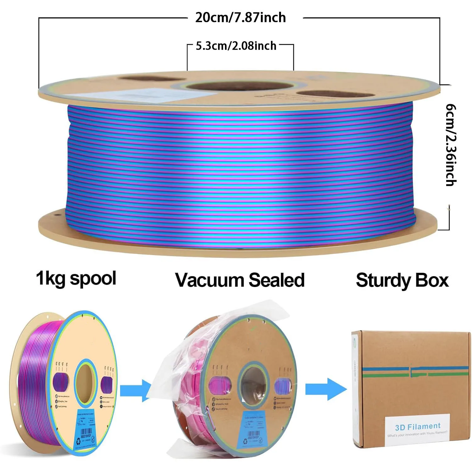 실크 실버 PLA 필라멘트 1.75mm 3D 프린팅 필라멘트 1kg 스풀 3D 프린터 재료 광택이 나는 실키 샤이니 메탈릭 메탈 실크