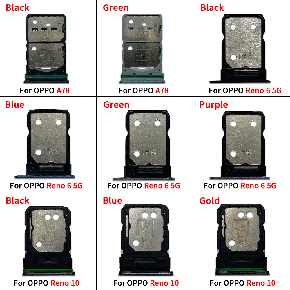 For Oppo A78 / For Reno 6 5G 8 Lite Pro 10 SIM Card Tray Slot Card