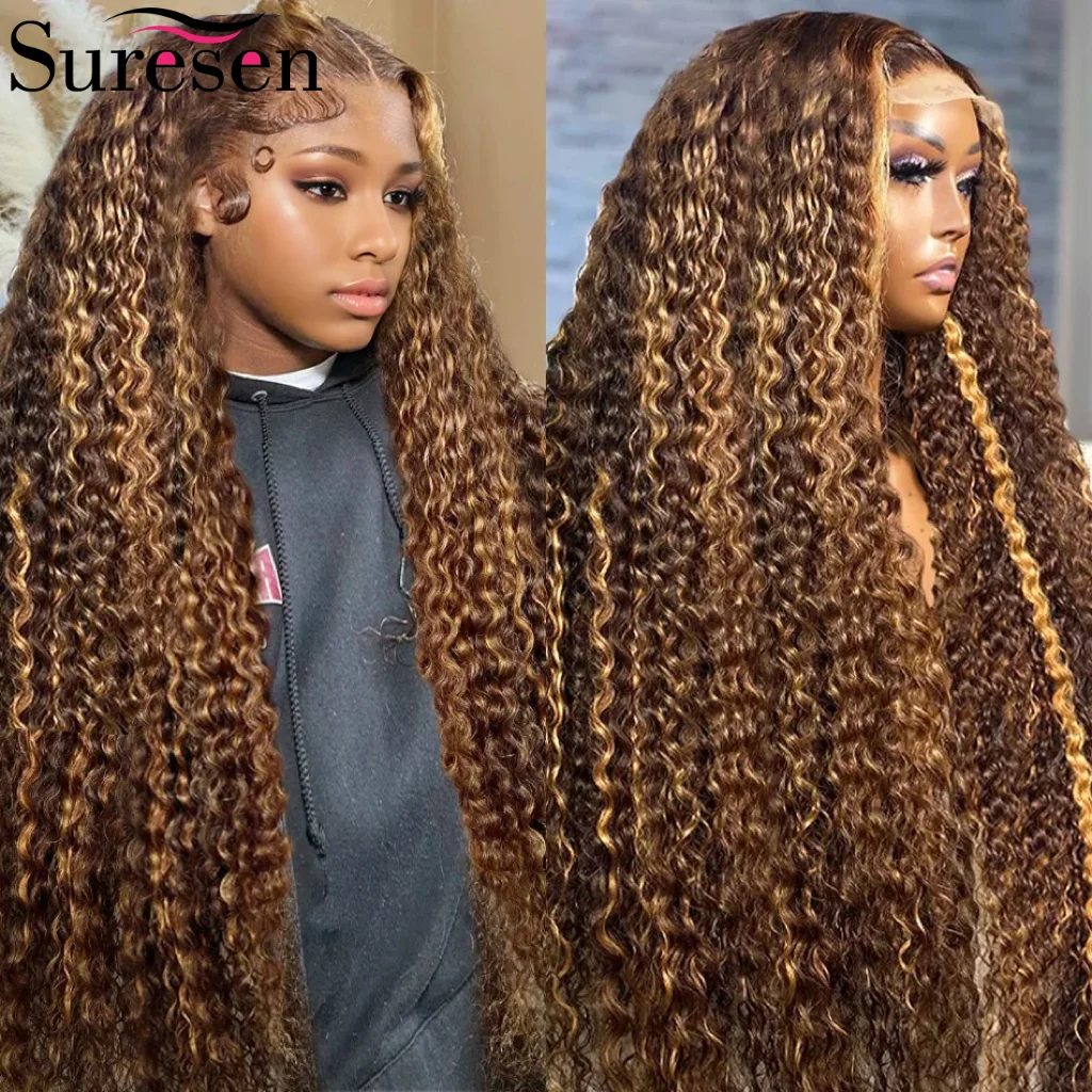 13x6 Hd Lace Frontal Highlight Wig Human Hair Wigs Kinky Curly Water Deep Wave 13x4 HD Lace Front Human Hair Wigs For Women