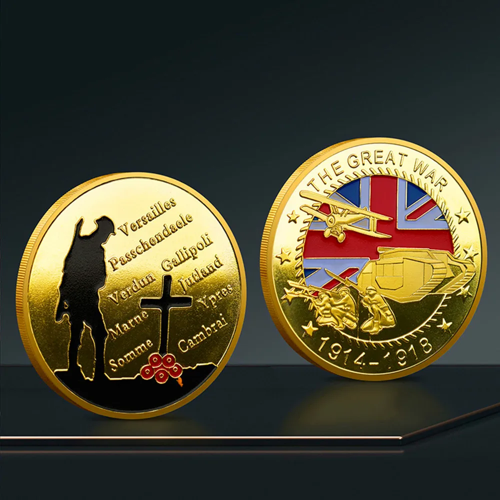Wwi World War 100Th Anniversary Ww1 Challenge Monete Placcate In Oro