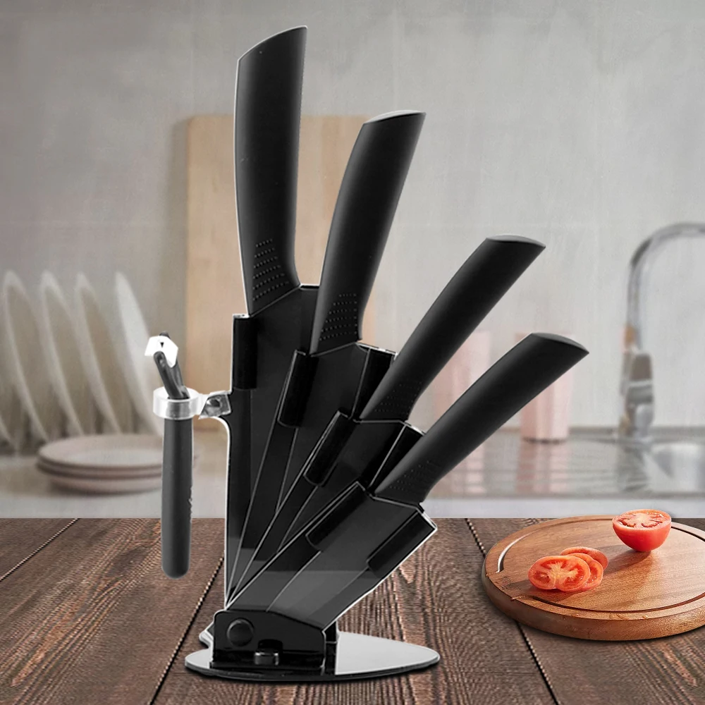 Kitchen Ceramic Knife Set with Knife Block Holder, Chef Knife, 4