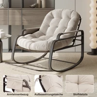 Кресло-качалка Comanlai, кресло-качалка, кресло-качалка для внутреннего и наружного использования, с мягкой подушкой и металлическим каркасом — изображение 5