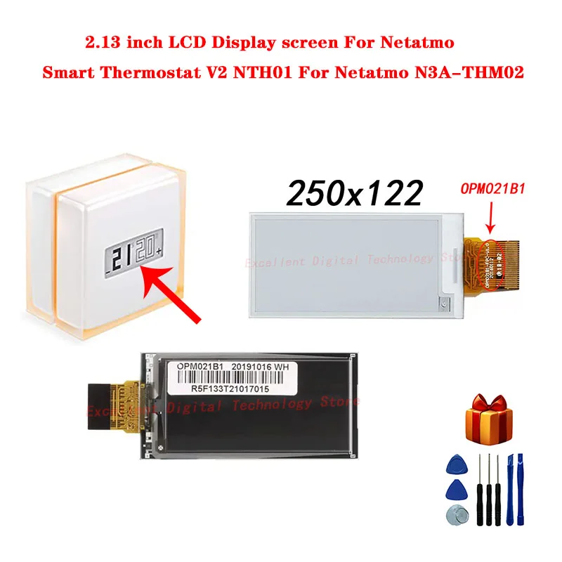 Pantalla De Repuesto Para Termostato Netatmo NTH01 - LCD Display Compatible Con OPM021B1, OPM021E1, NTH01-EN-E, NTH THM02