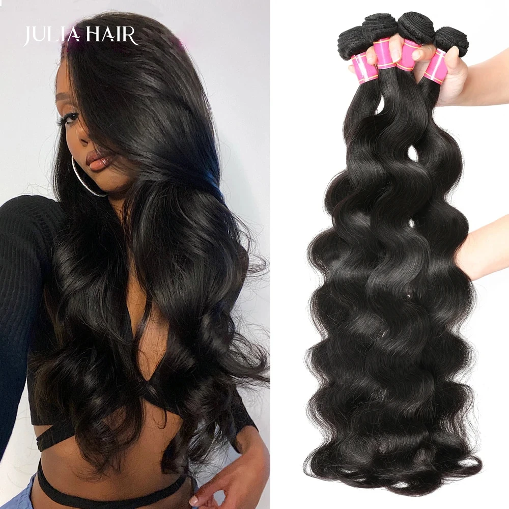 

Peruvian Hair Bundles Body Wave 8-30 Inches Human Hair Weave Bundles Natural Color Julia Remy Hair Extensions 3/4 Bundles Deals
