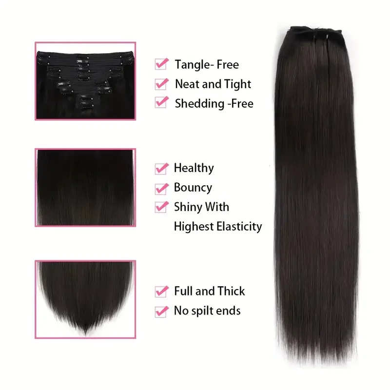 Clip In Hair Extensions Human Hair Brazilian Straight Clips In 8 Pcs/Set Natural Black Color Clip-Ins Remy 8-26 Inch 120G
