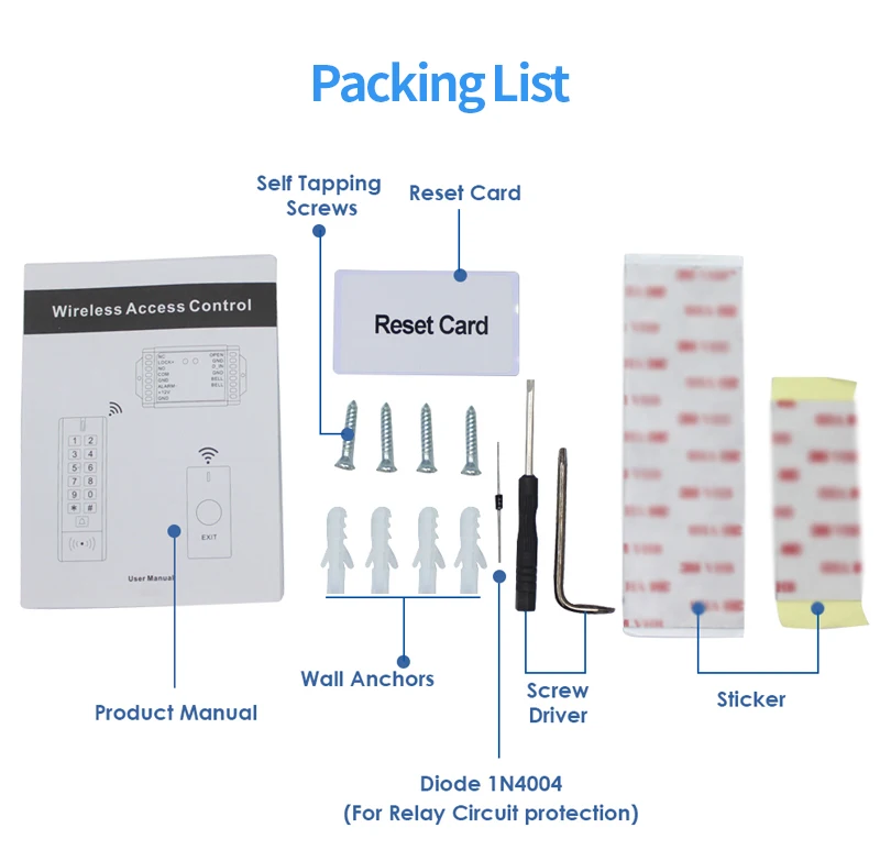 IP67 Waterproof 433Mhz AC 100V~240V Wireless Access Control Kit Electronic Lock