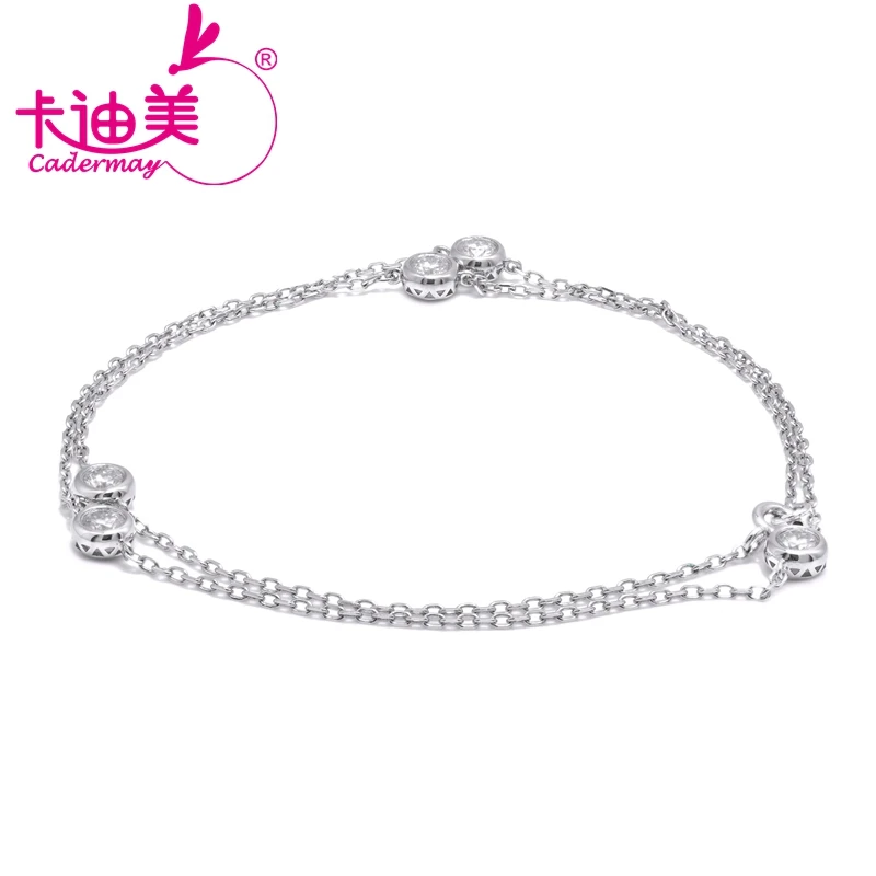 

CADERMAY Concise Design 925 Sterling Silver Round Cut 5 Stone Moissanite Diamond Necklace for Women Wedding Fine Jewelry