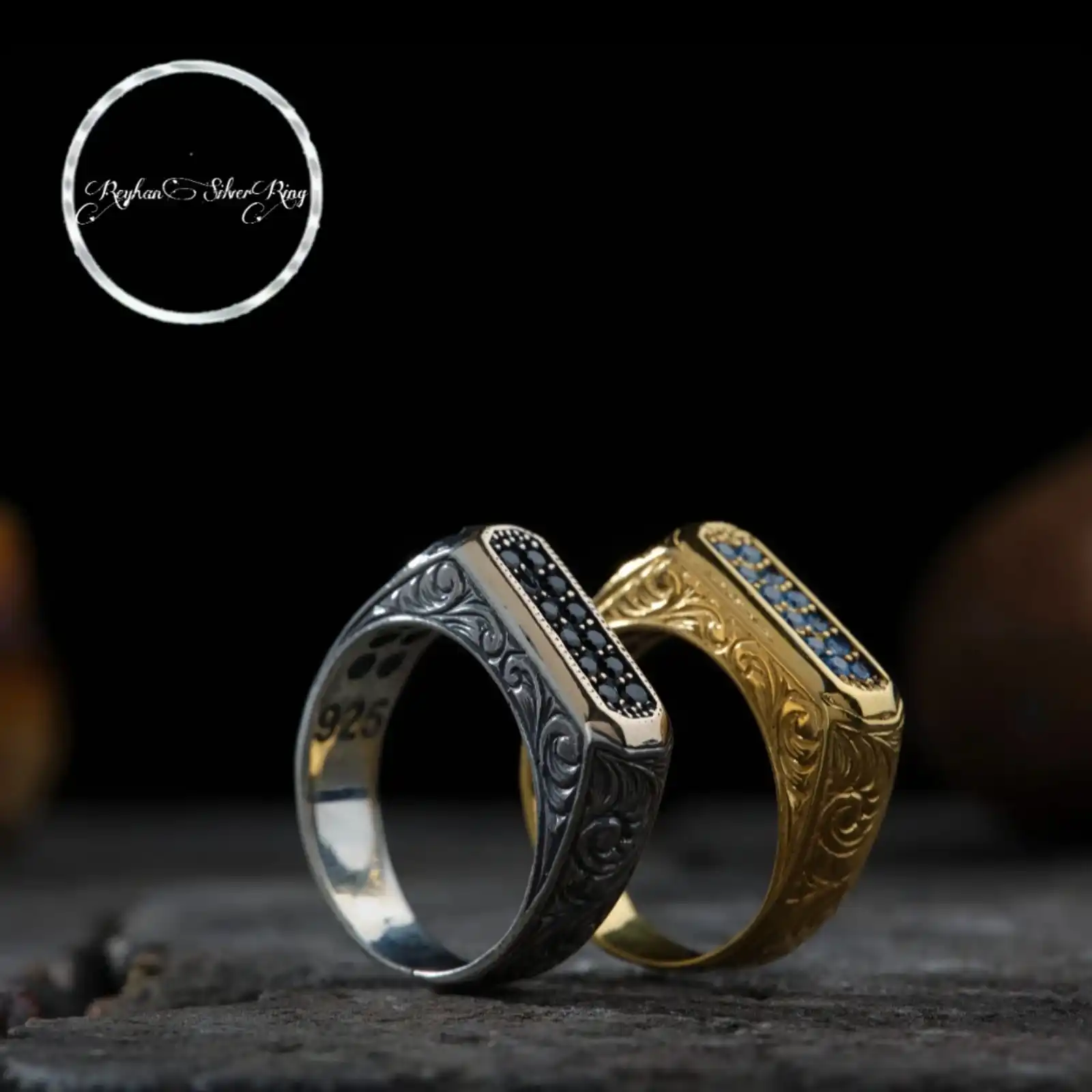 Men's and Women's Wedding Bands with Zircon Stones, Personalized Engraved Jewelry, Gold Color and Silver Color Ring, Gift Ring