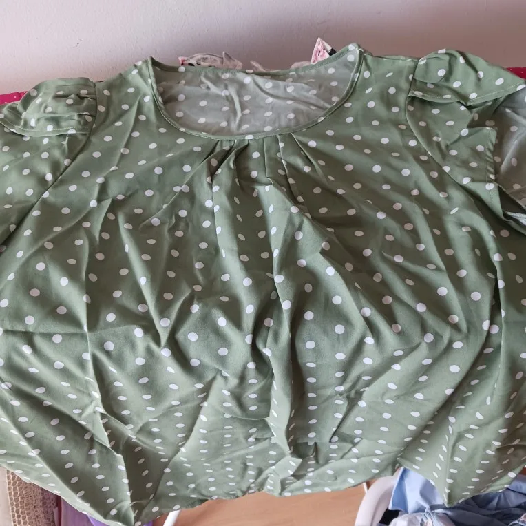 Elegant Plus Size Polka Dot Shirt for Summer Style photo review