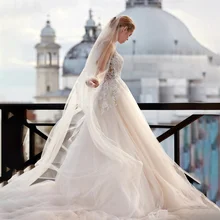  Elegant A Line Sleeveless Wedding Dresses For Women V Neck Lace Applique Bride Gowns Button Back Bridal Dress Vestidos De Novia 