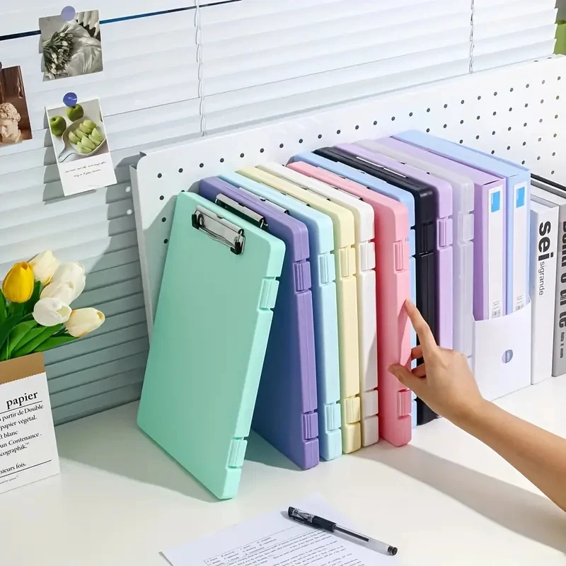 

Large-Capacity A4 Clipboards File Folder Box Sturdy Plate Clip Design Multi-functional for Efficient Paper Storage for Students