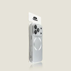 Luxury Matte Metallic Sheen Magnetic Phone Case with Lens Protector and Shockproof Cover - iPhone 15 Plus (Silvery)