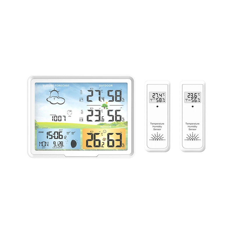 Ad8e5dabd16ee4c25acde1451acf97f693 Multifunction Weather Station 2 Sensor Wireless Digital Thermometer Hygrometer Forecast Calendars Moon Phase Snooze Alarm Clock