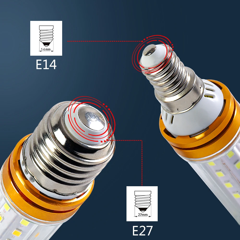 할로겐 샹들리에 54 칩 교체 LED 미니 램프, E27, E14, 5 W, 12W, 16W, 콘 전구, AC 110V, 220V, 240V 빔 앵글, 4 개, 1 개