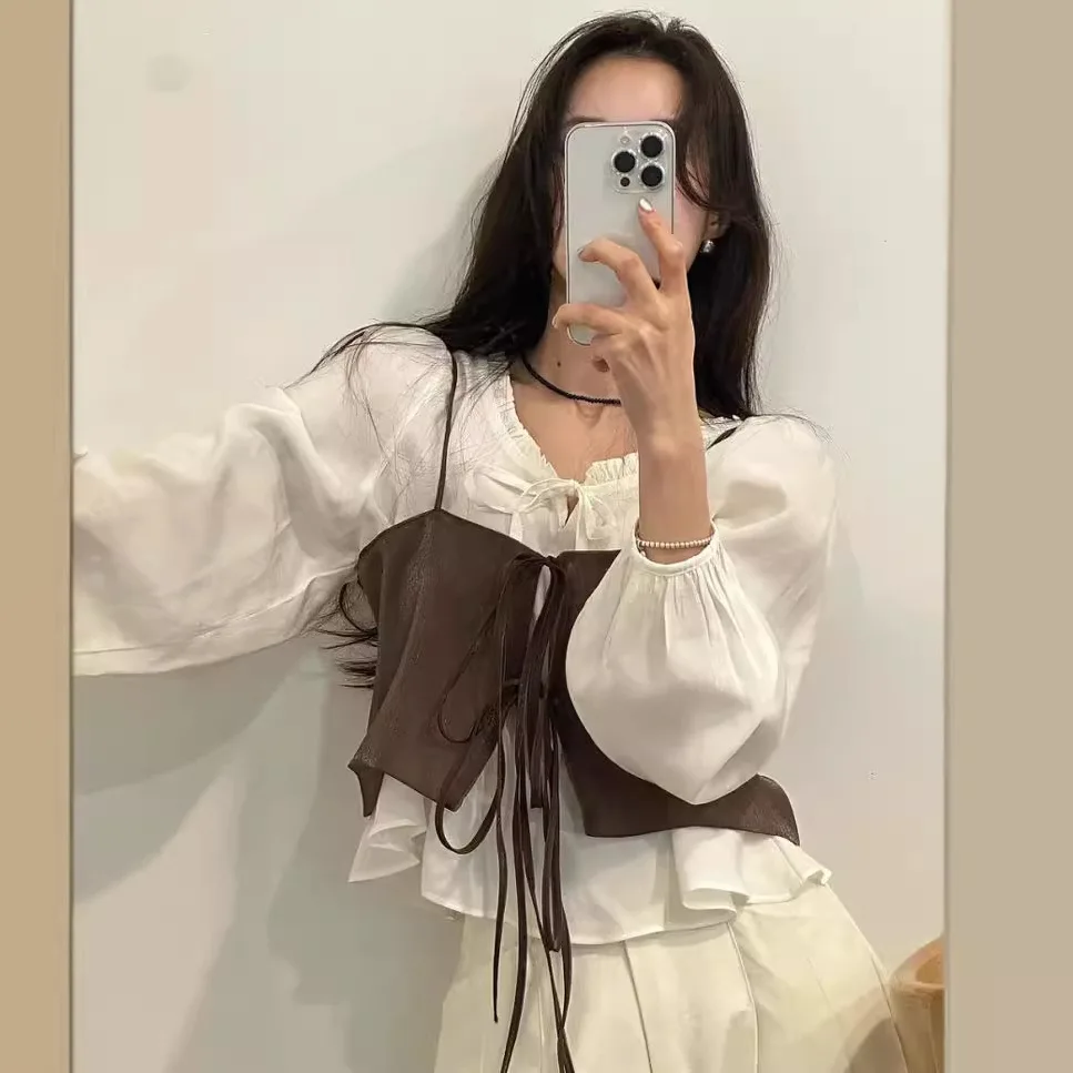 여성용 시크 니치 바디콘 스퀘어 넥 캐주얼 스파게티 스트랩 조끼, 레이어링 짧은 탱크 탑, 레이스업 활 타이 탑, 여름 패션