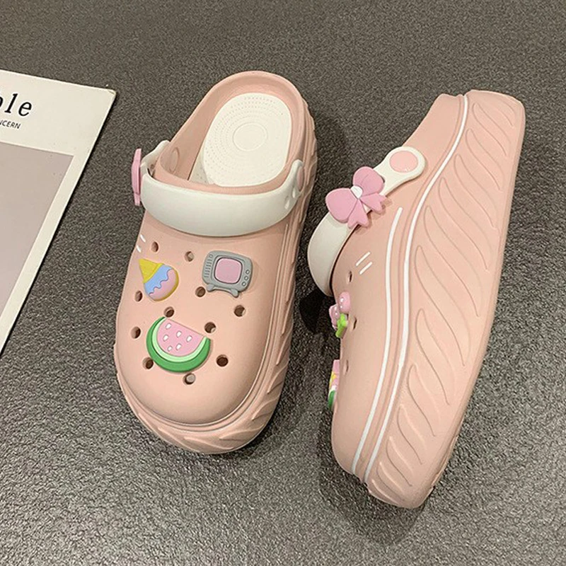 Women's Platform Clogs Kawaii Charms Closed Toe Non Slip EVA Sandals Indoor Outdoor Garden Beach Slides women sandals