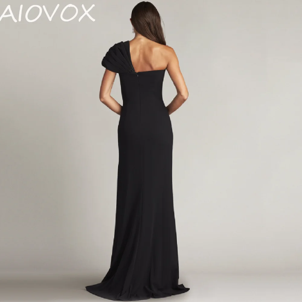 AIOVOX-vestidos de sirena para fiesta, prenda sencilla y moderna con abertura lateral, un hombro sin tirantes, largo hasta el suelo