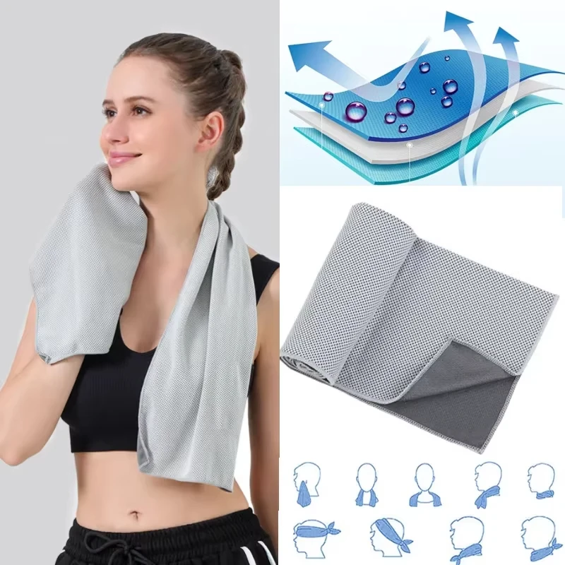 Circular Silicone Wrapped Cold Towel Cooling Towel Quick Drying Microfiber Towels Beach Accessories Sport Fitness 1PCS Microfiber Towel Sports Towel