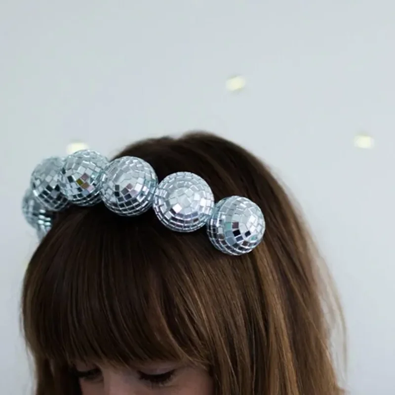 

Disco Ball Headdress Party Tiara Headpiece Festival Crown Jewelry Headband Accesorries For NYE Hair Decor 70' Carnaval Costumes