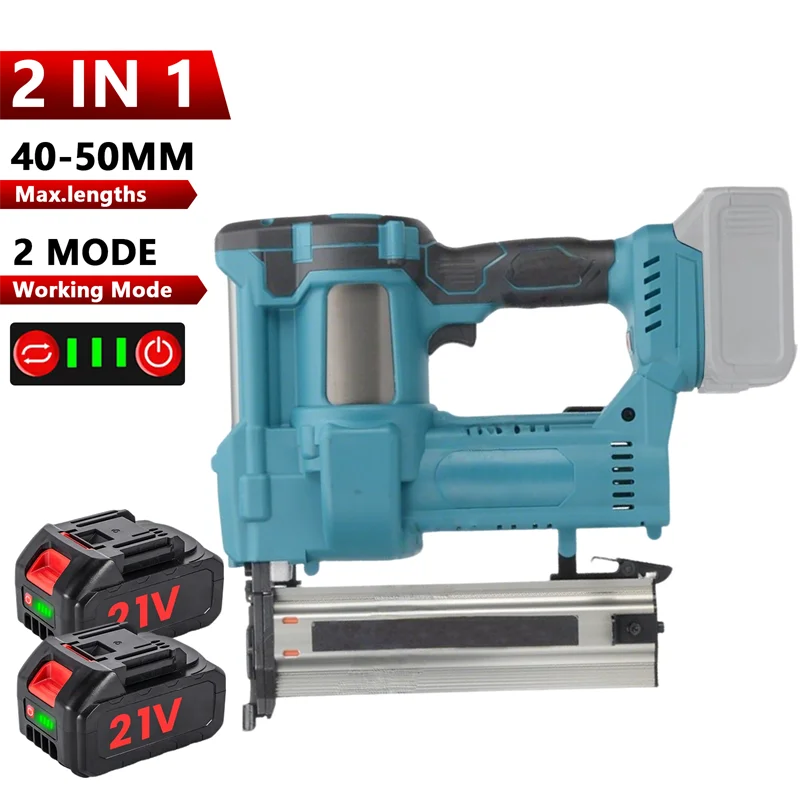  2-in-1 Bürstenloser Elektrischer Nagler F15-F50 K410-K438 Kabelloser Tacker Nagelgerät Möbel-Elektrowerkzeug für Makita 18V Akku – Detail 1