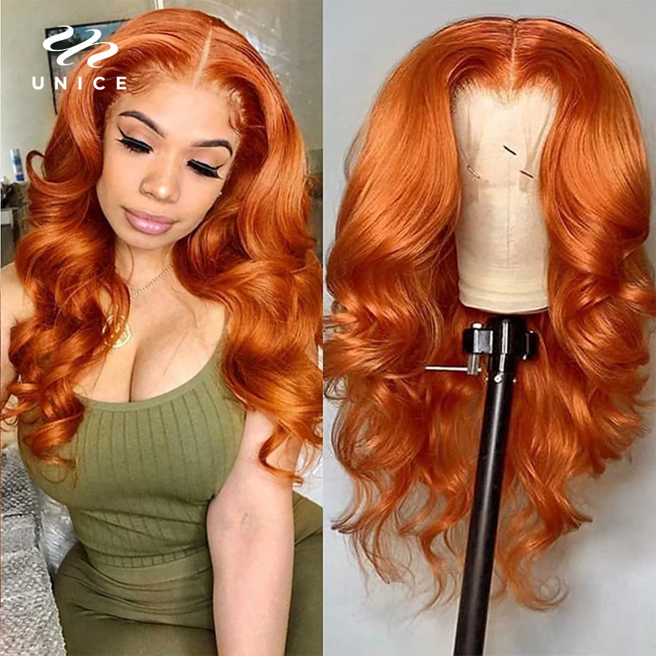 UNice Hair Ginger Wig 13x4 Orange Brazilian Body Wave Wig 14