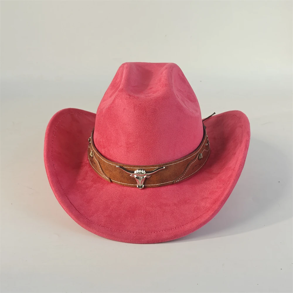 2026 Bull Head Zubehör Cowboyhut für Damen und Herren, 7,5 cm breite Krempe, Western-Wildlederhut für Cowboys und Cowgirls, Sombrero Vaquero – Detail 11