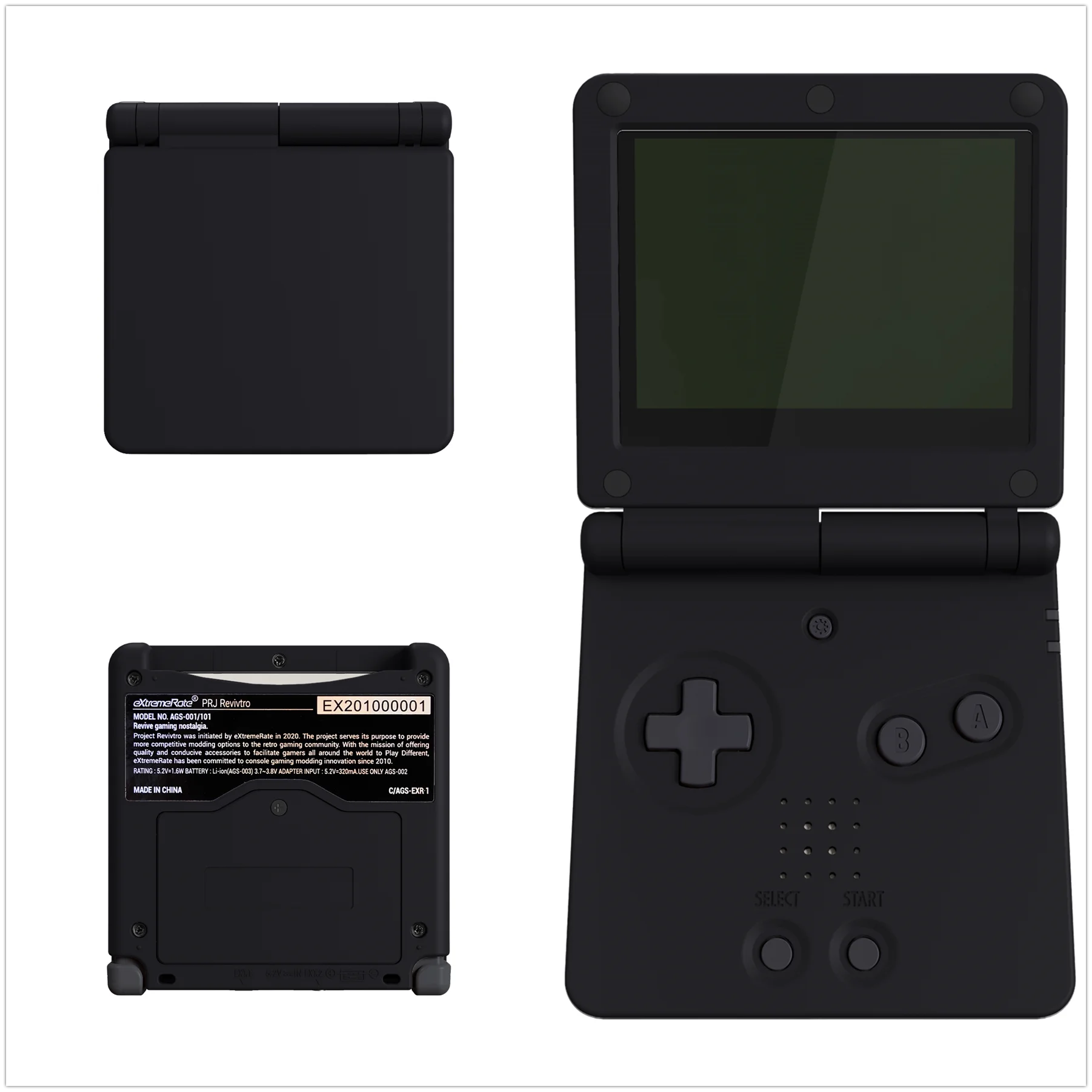 Habitação de Substituição Ips Shell para Gameboy Advance sp Atualizado Soft Touch Black Ips Extremerate e Lcd Padrão