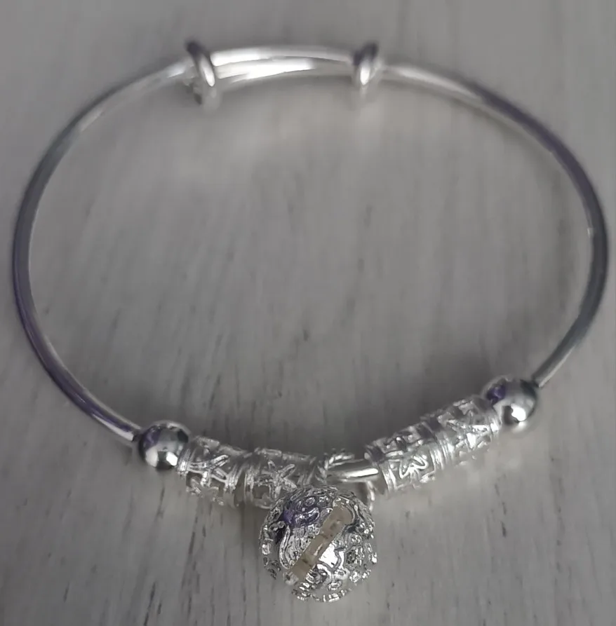 Silver Hollow Bell Bangle | Adjustable Women’s Bracelet photo review