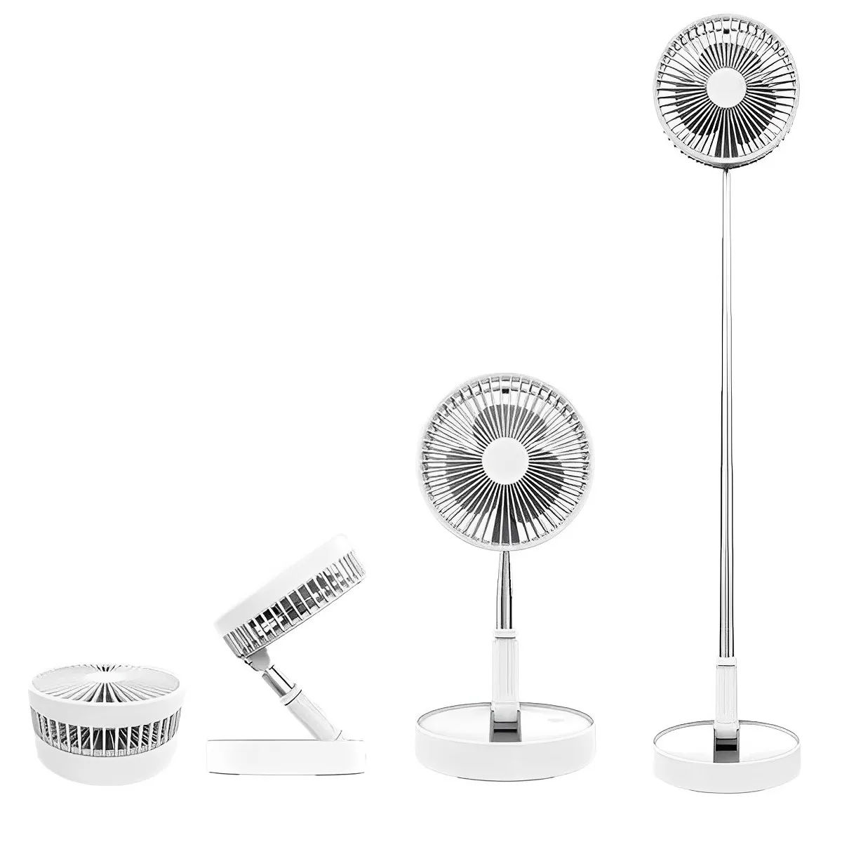 Mini Portable Table Fan Foldable Silent Rechargeable Usb 3 Speeds 3600mAh White Ls-912