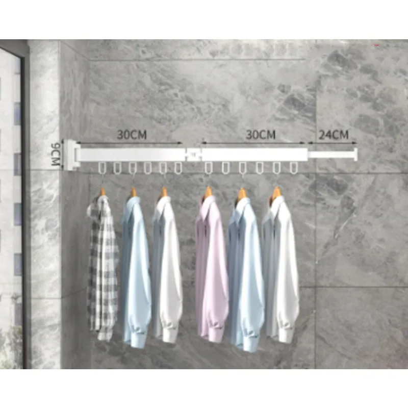 1PC Folding Cloth Hanger Wall Mount Retractable Quilt Drying Rack Indoor Outdoor Space Saving Aluminum Home Laundry Clothesline