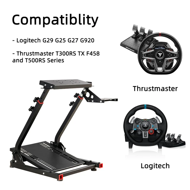 Soporte de volante de carreras G29 G920, apto para Logitech G27/G25/G29,  Thrustmaster T80 T150 TX F430 Soporte de rueda de juegos, pedales de rueda  no