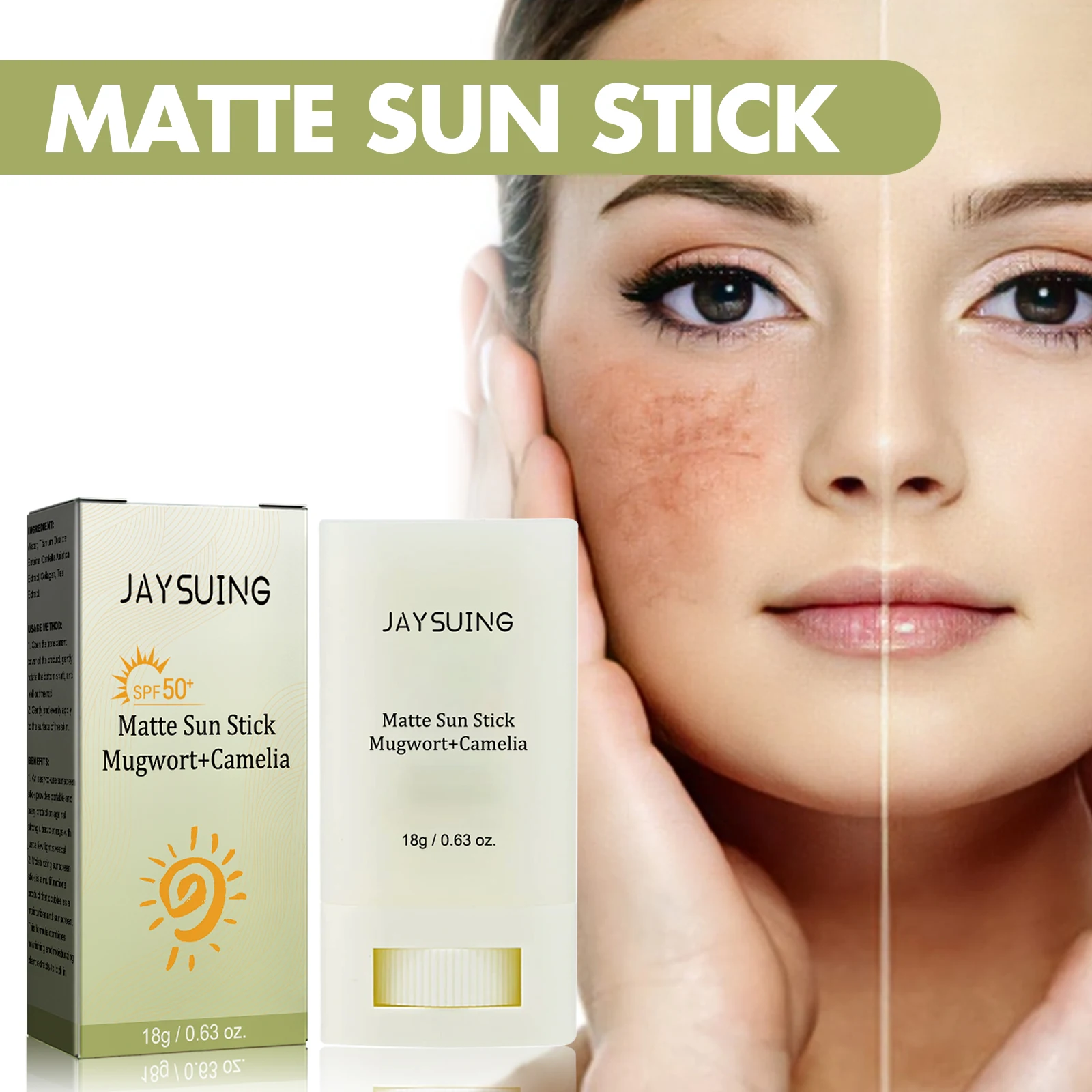 Beauty Matte Sun Stick SPF 50+ 18g Beach Defense Moisturize Uv Protection Repair Whiten Summer Refreshing Face & Body Sunscreen