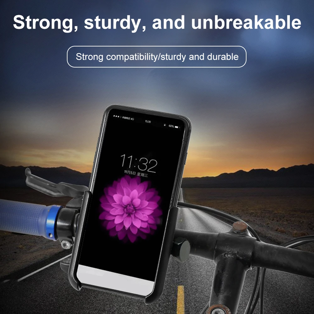 Bicycle Phone Holder 360 Rotatable Aluminum Non-slip GPS Bracket Adjustable MTB Bike Motorcycle Handlebar Phone Mount Stand