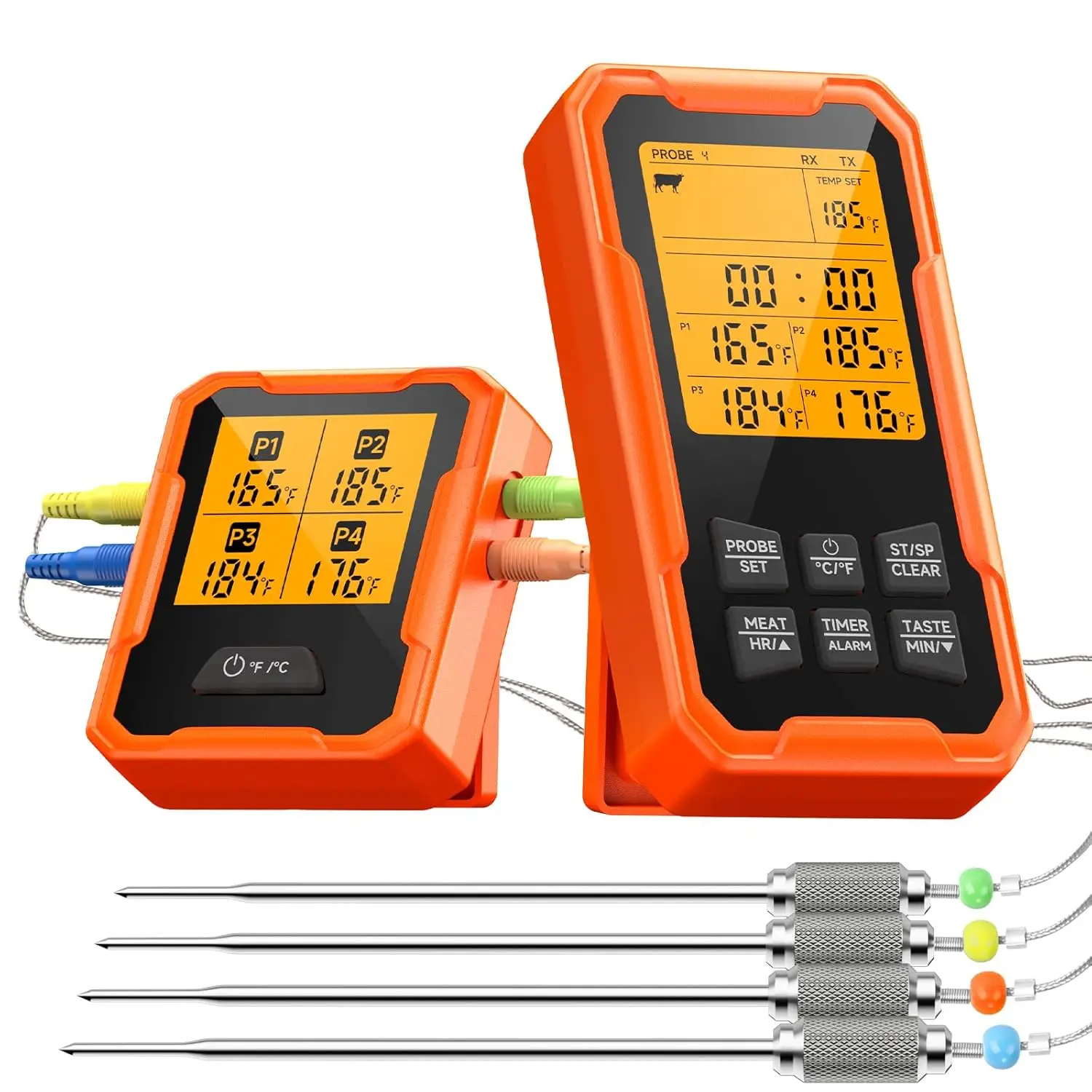 Wireless meat thermometer with 4 probes for precise cooking