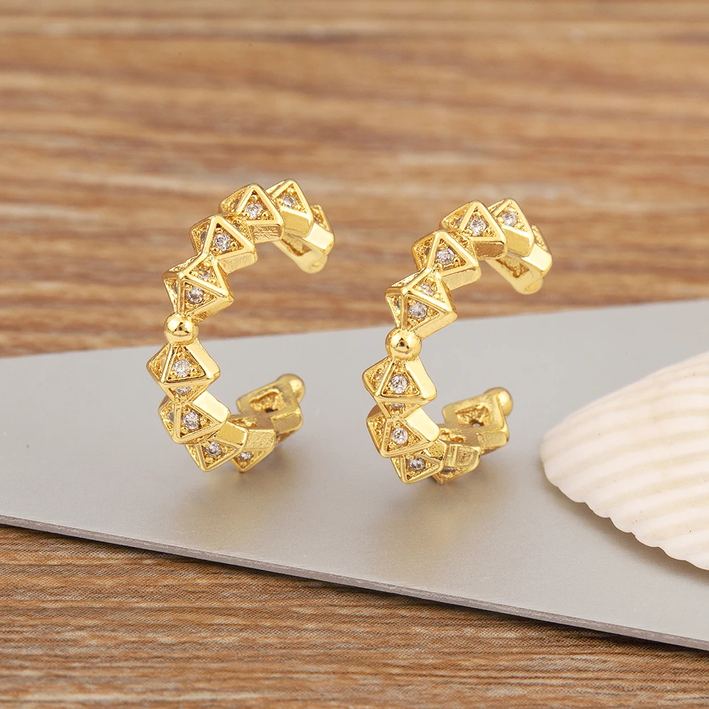 Nidin New Trendy Classic Crystal Zircon Ear Clip Earrings No Piercings Fake Cartilage For Women Girl Daily Party Jewelry Gifts
