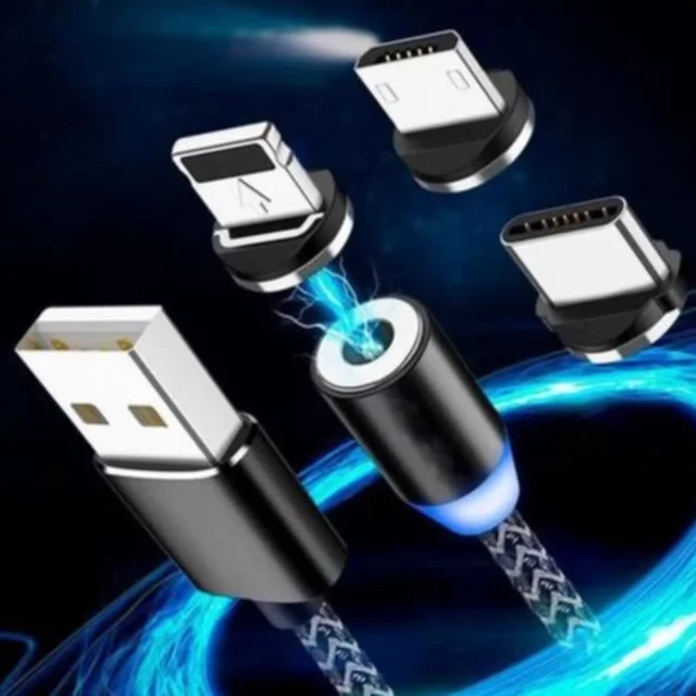 Cabo Carregador para iPhone, Micro USB, Compatível Tipo C, Smartphones e Celulares, 3 em 1