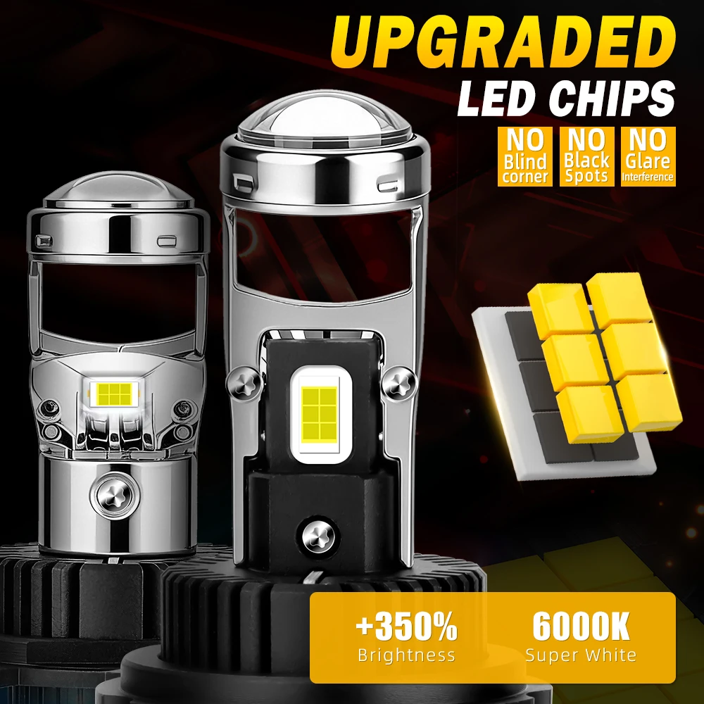 2X 플러그앤플레이 H7 H11 H9 HB3 9005 H4 하이/로우 300W 6000K LED 프로젝터 렌즈 전구, 멋진 조명 라인, 자동차 헤드라이트 12V용