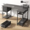 L-Shape Gaming Desk with Drawers, Carbon Fiber Computer Desk with Monitor Arm, Gaming Desk for Home Office Desks 2
