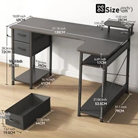L-Shape Gaming Desk with Drawers, Carbon Fiber Computer Desk with Monitor Arm, Gaming Desk for Home Office Desks 2