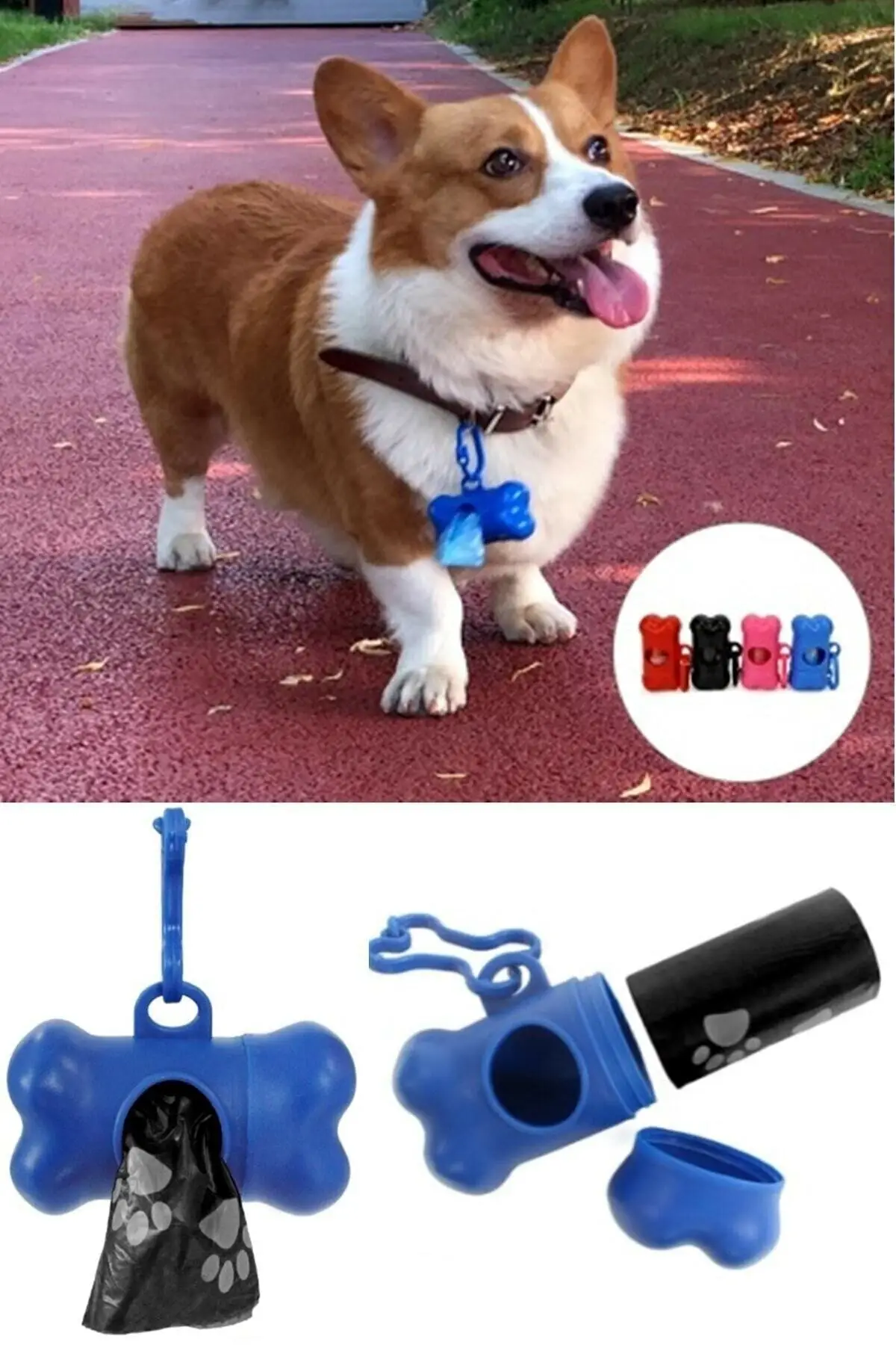 Bolsas desechables para excrementos de mascotas, bolsas para desechos de perros, bolsas para excrementos a granel con Clip de Correa y bolsas para huesos con huellas de pata, Biod portátil para excrementos de perro