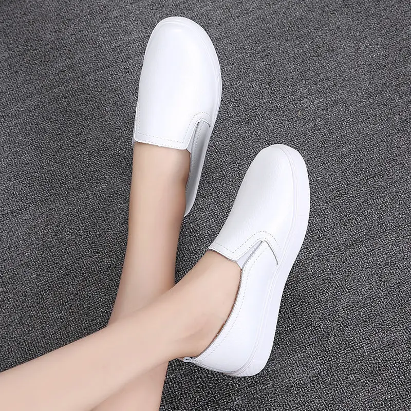 Spring Summer Silver Flats Hollow Out Women's White Loafer Split Leather Boat Shoes Comfy Ladies Best Flats For Standing All Day