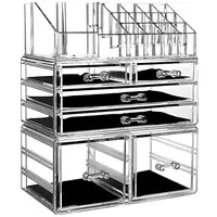 3-Pack Clear Makeup Organizer, Stackable 6-Drawer, for Vanity and Dresser Storage. 1